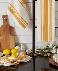 Design Imports Everyday Kitchen Dishtowel Collection Large Chef Stripe Tea Towel, 18x28", Honey Gold, 3 Count