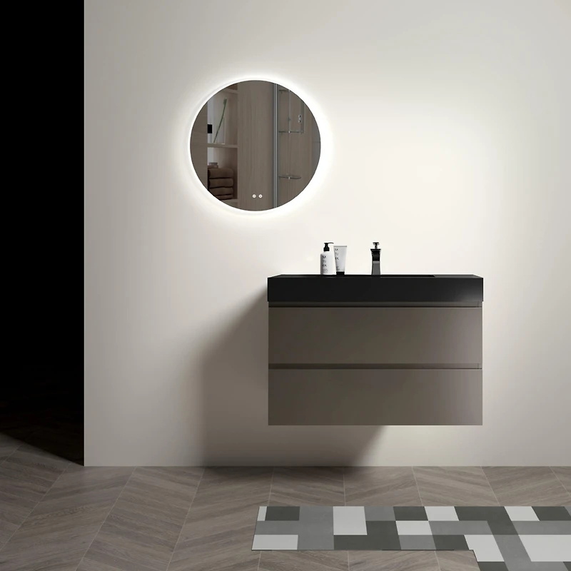 Streamdale Gray Bathroom Vanity with Sink, Large Storage Wall Mounted