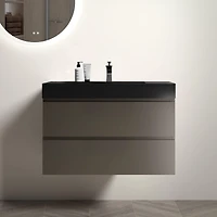 Streamdale Gray Bathroom Vanity with Sink, Large Storage Wall Mounted