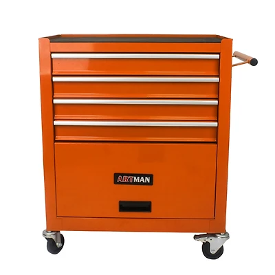 Simplie Fun 4 Drawers Multifunctional Tool Cart With Wheels-Orange