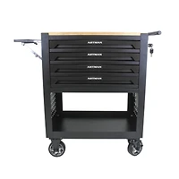 Streamdale Furniture 4 Drawers Multifunctional Tool Cart With Wheels And Wooden Top