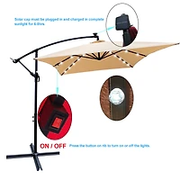 Streamdale Solar Powered Led Patio Umbrella, 8 Ribs, Crank and Cross Base