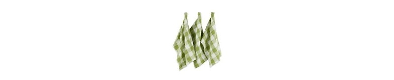 Design Imports Buffalo Check Kitchen Collection, Classic Farmhouse Dishtowel Set, 20x30", Antique Green, 3 Piece