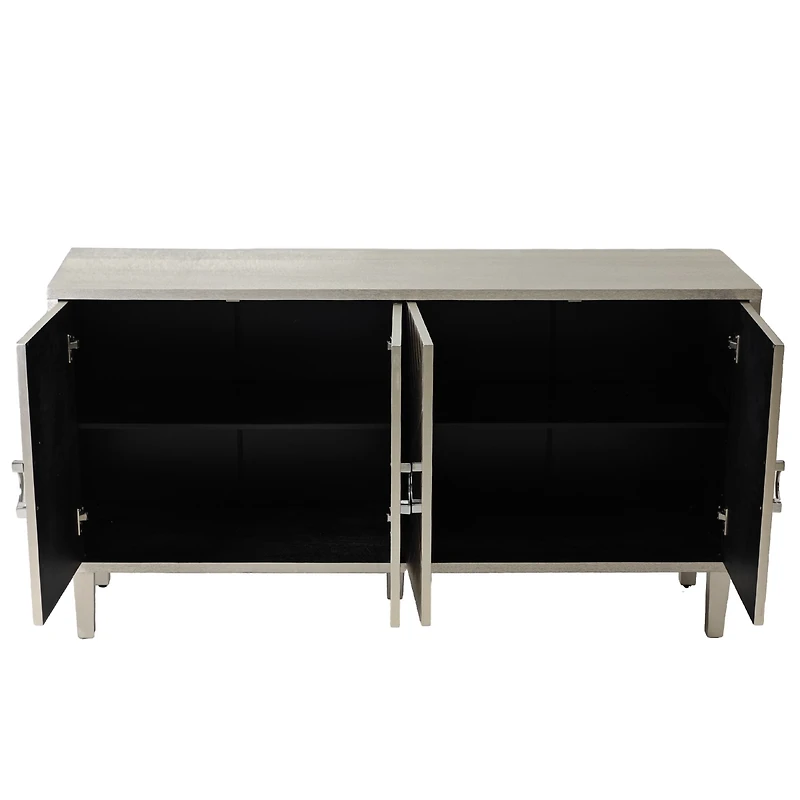 Streamdale 4-Door Storage Cabinet with Pine Legs, Champagne