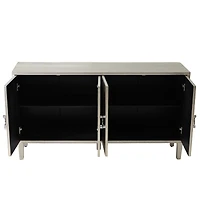 Streamdale 4-Door Storage Cabinet with Pine Legs, Champagne