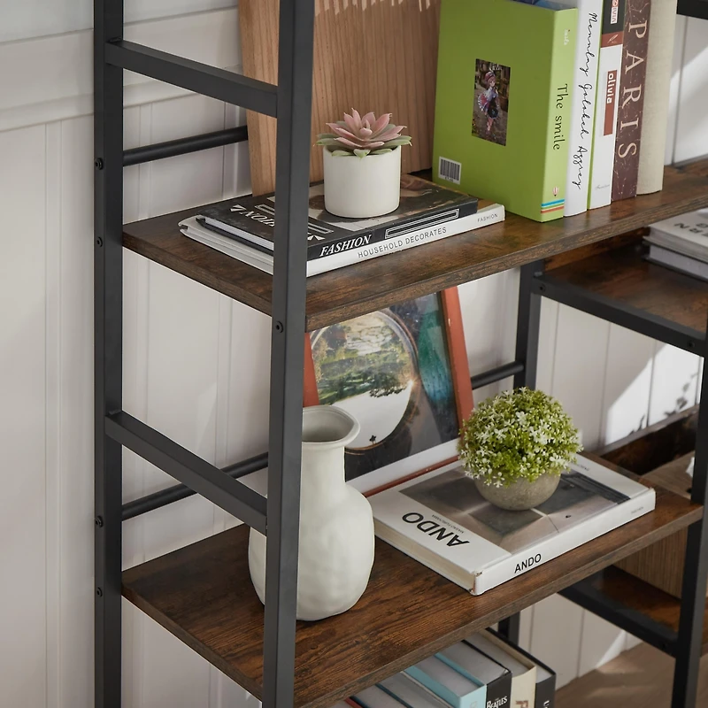 Streamdale Rustic 5-Shelf Bookshelves and Console Table Set