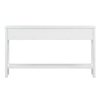 Simplie Fun Antique White Console Table with Drawers and Shelf, 60" Long