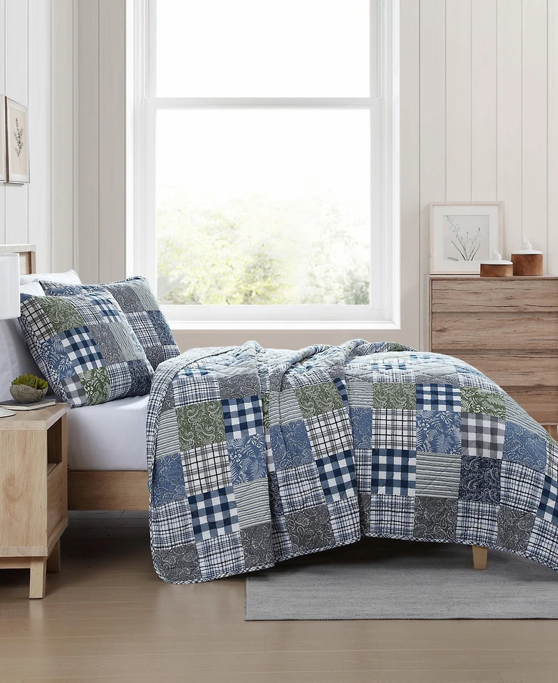 Eddie Bauer Cozy Plaid Patchwork Reversible 2 Piece Quilt Set, Twin