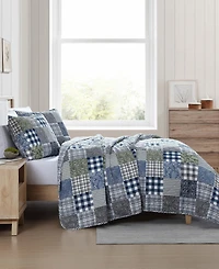 Eddie Bauer Cozy Plaid Patchwork Reversible 2 Piece Quilt Set, Twin