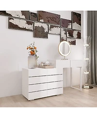 Simplie Fun Extended Desktop 10 Drawers Chest Of Drawer Without Handle White Color Vanity