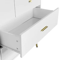 Streamdale Furniture Seven Drawers Large Chest Of Drawer Cabinet With Golden Handle And Golden Legs White Color