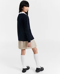 Nautica Big Girls Uniform Pointelle-Stitching Cardigan