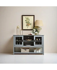 Sideboard Buffet Table With Doors, Grey