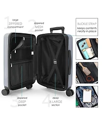 TravelArim 22" Hard Shell Lightweight Carry On Luggage Airline Approved with Smart Organization and Attachable Cosmetic Case