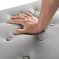 Gray Upholstered Storage Bench with Armrest