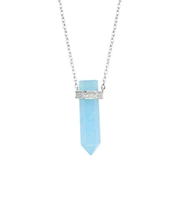 Macy's Stone Quartz Pointed Hexagon Pendant Necklace 14k Gold Plated or Silver