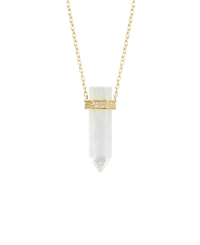 Macy's Stone Quartz Pointed Hexagon Pendant Necklace 14k Gold Plated or Silver
