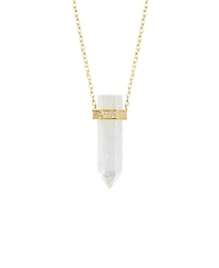 Macy's Stone Quartz Pointed Hexagon Pendant Necklace 14k Gold Plated or Silver