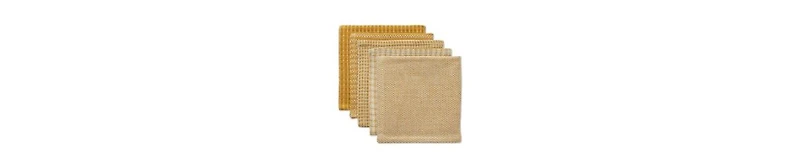 Design Imports Everyday Kitchen Collection Assorted Dishcloth Set, 12x12", Honey Gold, 5 Count