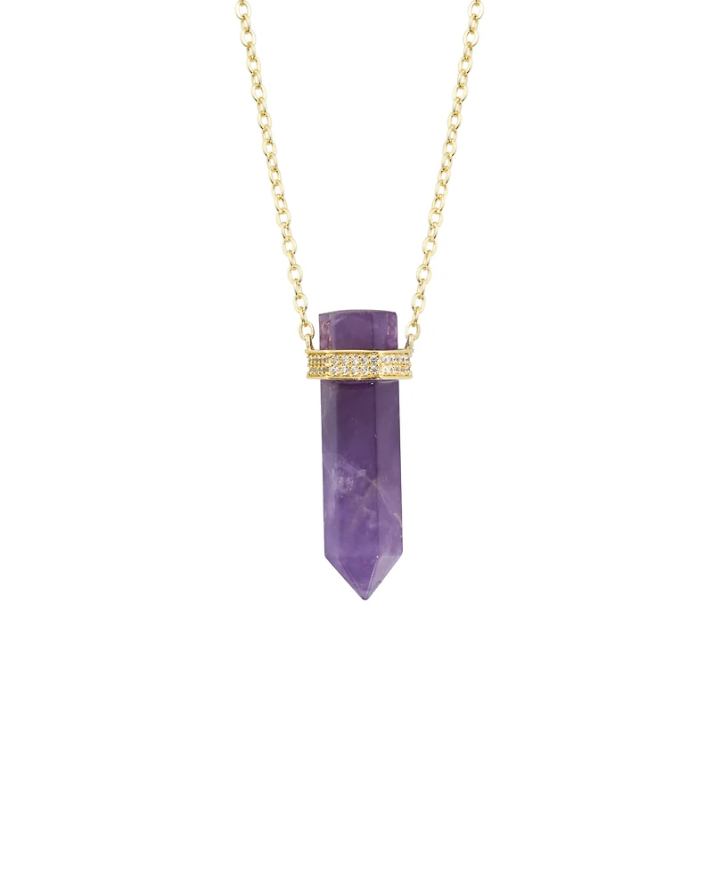 Macy's Stone Quartz Pointed Hexagon Pendant Necklace 14k Gold Plated or Silver
