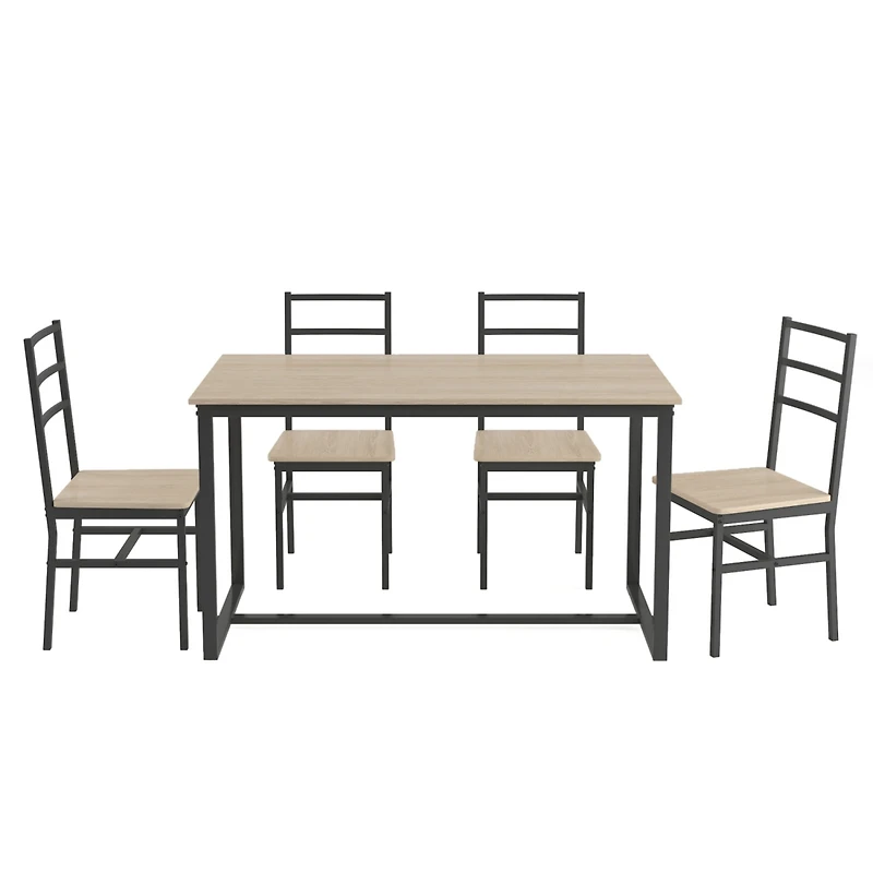 Streamdale Furniture Five-Piece Set Table And Chair With Backrest, Industrial Style, Solid Structure