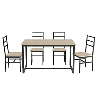 Streamdale Furniture Five-Piece Set Table And Chair With Backrest, Industrial Style, Solid Structure