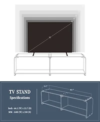 Fox Hill Trading Richard 71" W x 13.8" D x 16" H Two-Tier Acrylic Tv Stand