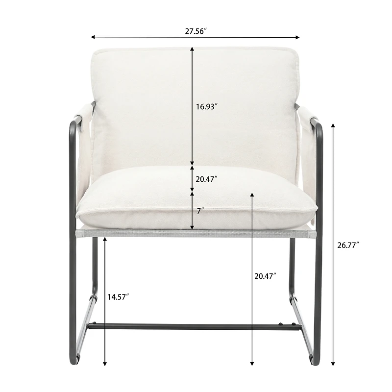 Streamdale Furniture White Upholstered Hanging Armchair with Arm Pocket