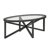 Streamdale Furniture Modern Tempered Glass Coffee Table with Wood Base