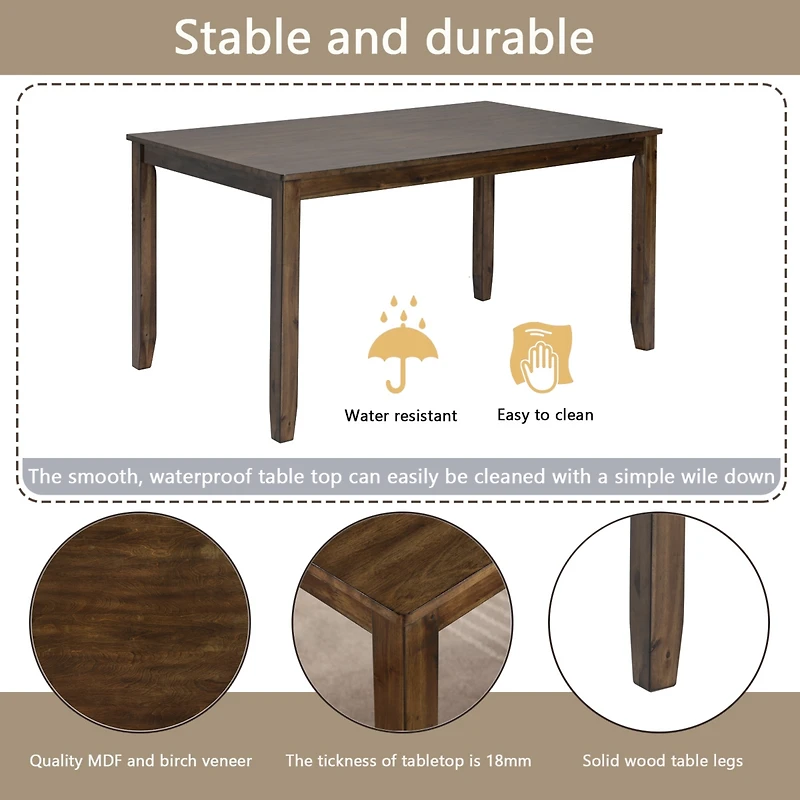 Streamdale Walnut Dining Table Set with Bench for 6