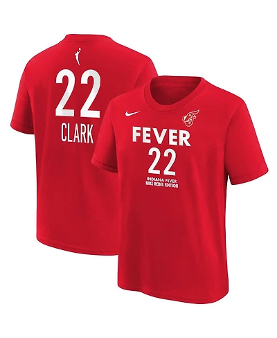 Nike Big Boys and Girls Caitlin Clark Red Indiana Fever 2024 Wnba Draft Rebel Edition Player Name Number T-Shirt