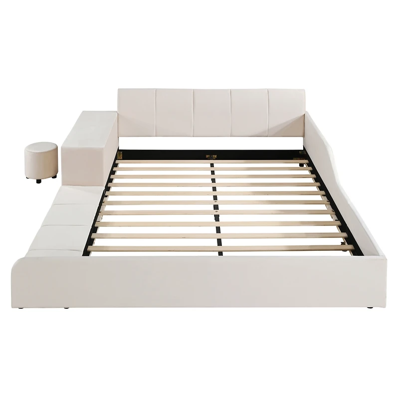 Streamdale Furniture Upholstered Bed with Desk & Stool