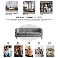 Streamdale Furniture Modern Grey Velvet Sofa with Metal Legs