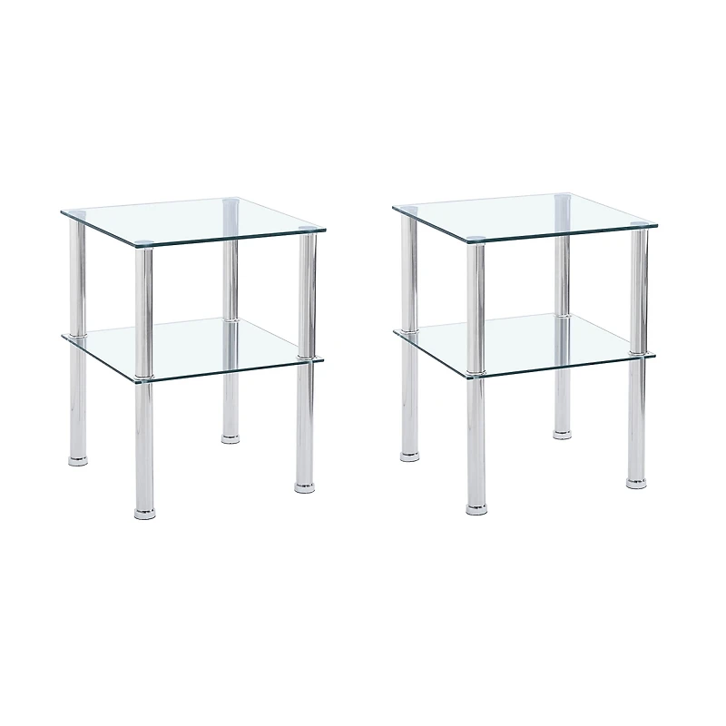 Streamdale Furniture Clear 2-Tier Side/End Table with Storage
