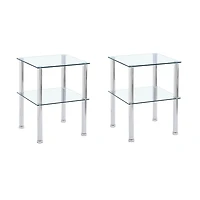 Streamdale Furniture Clear 2-Tier Side/End Table with Storage