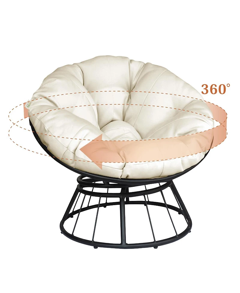 360-Degree Swivel Moon Chair with Fluffy Cushion
