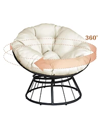 360-Degree Swivel Moon Chair with Fluffy Cushion
