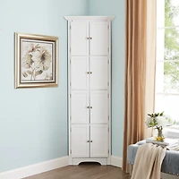 Streamdale Furniture Modern White Tall Storage Cabinet with Doors and 4 Shelves