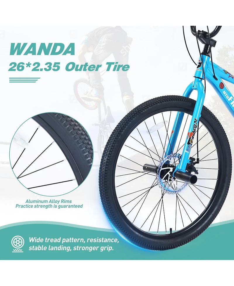 Streamdale Freestyle Kids Bike, 26in, Double Disc Brakes
