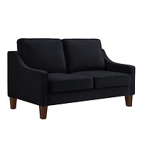 Simplie Fun Upholstered Black Velvet Loveseat Sofa with Wooden Legs