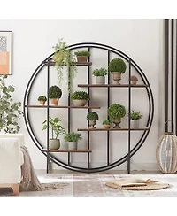 Streamdale Furniture 5-Tier Metal Plant Stand Bookcase, Rustic Brown, 67" H x 11.8" D x 67"