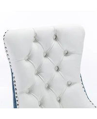 High-end Contemporary Dining Chair Set, White+Light Blue