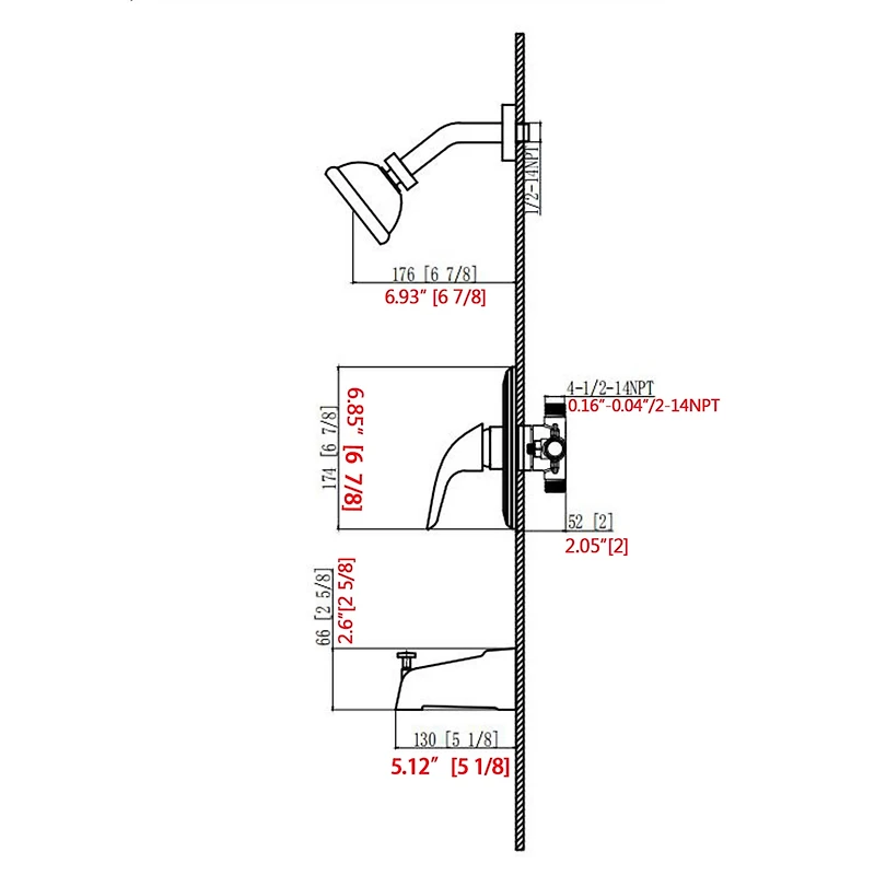Streamdale Furniture Single Handle Single Functions Shower Head Set With Tub Spout (Valve Included)