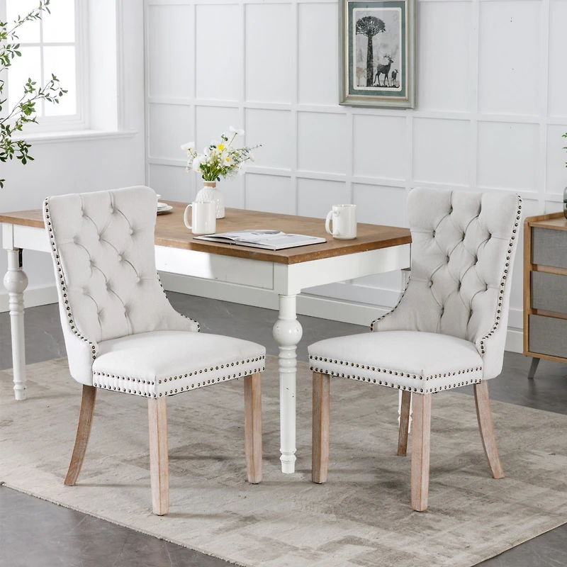 Streamdale Contemporary Flax Upholstered Dining Chair Set