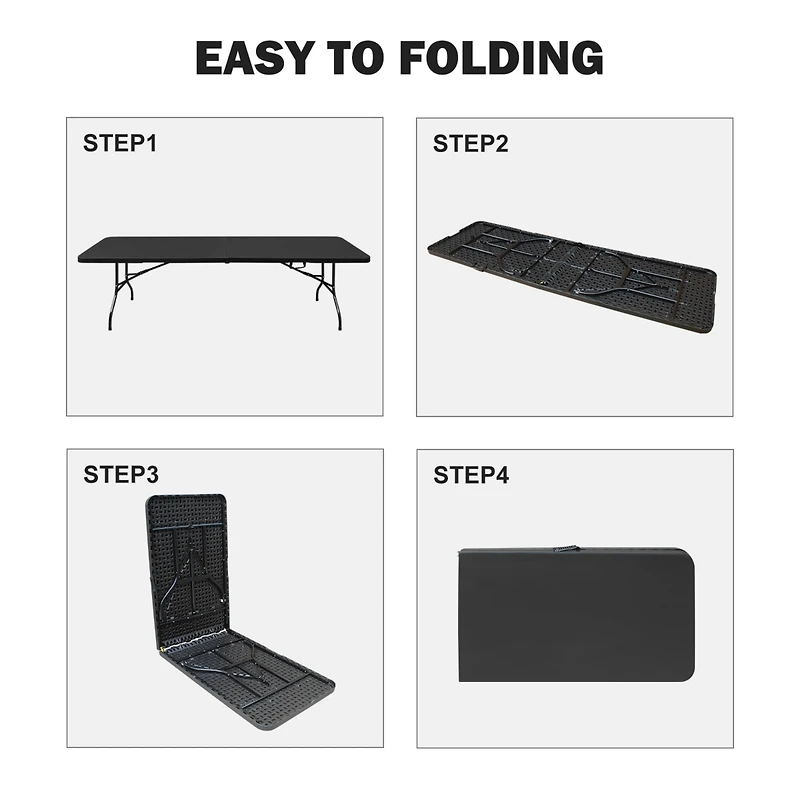 Streamdale Portable Plastic Camping Table, High Load Bearing Foldable Black Table