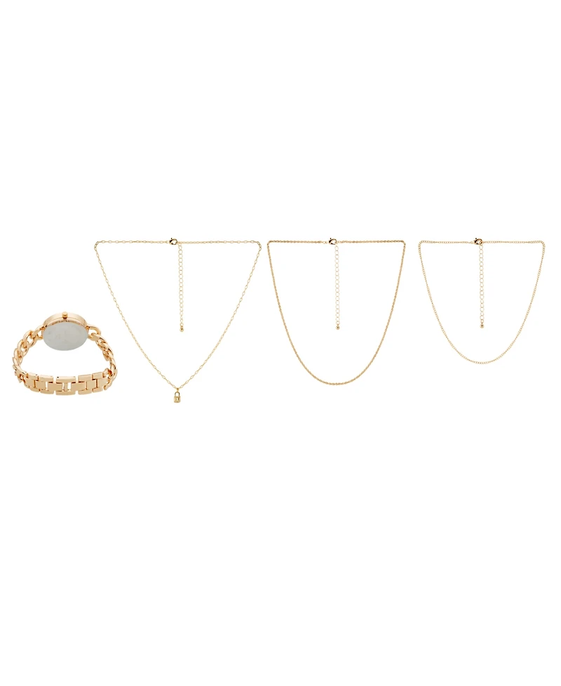 Jessica Carlyle Women's Gold-Tone Bracelet Watch 34mm & 3-Pc. Necklace Gift Set