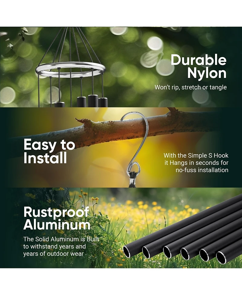 Nature's Melody Aureole Tunes Wind Chimes - 6-Tube Outdoor chime, E Pentatonic Scale 36 Inch