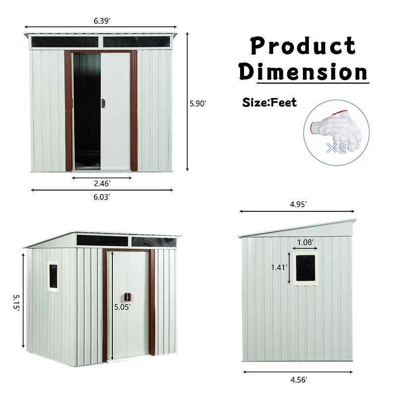 Streamdale 6FT X 5FT Outdoor Metal Storage Shed With Window White