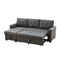 Streamdale Furniture Destiny Dark Gray Linen Reversible Sleeper Sectional Sofa With Storage Chaise