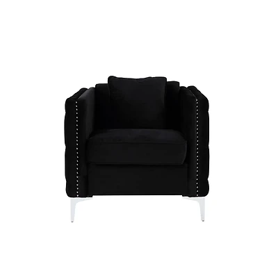 Bayberry Black Velvet Chair With 1 Pillow